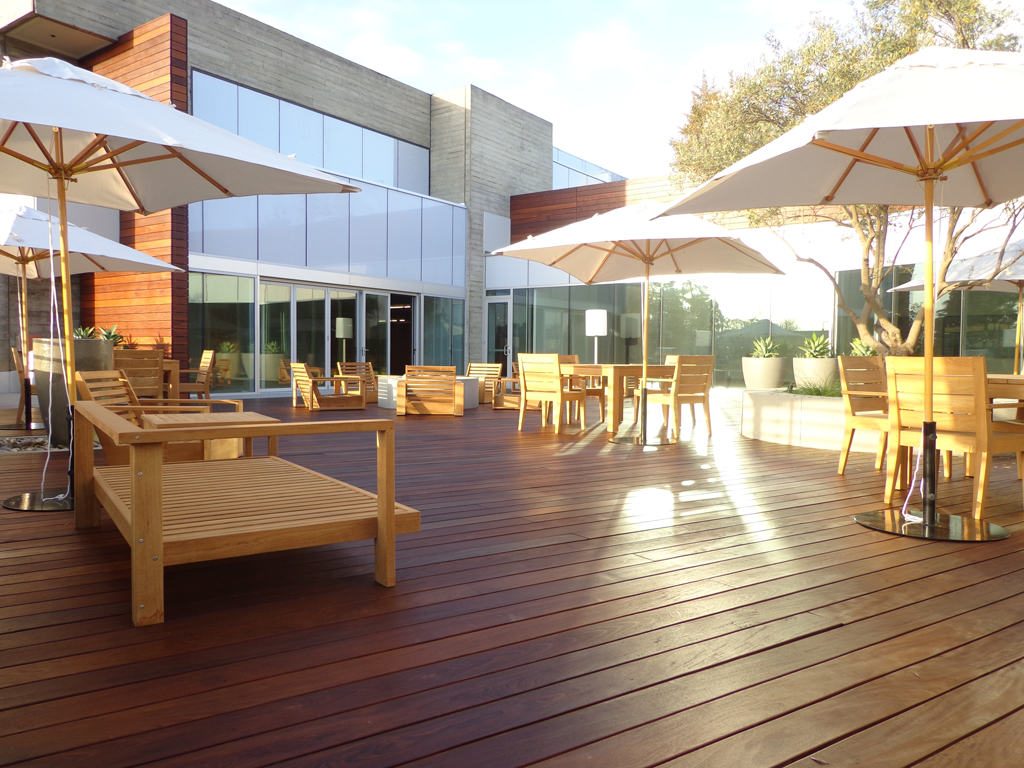 Teak Furniture at a commercial building in Orange County