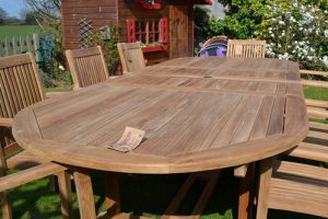 Weathered Outdoor Wooden Table Set