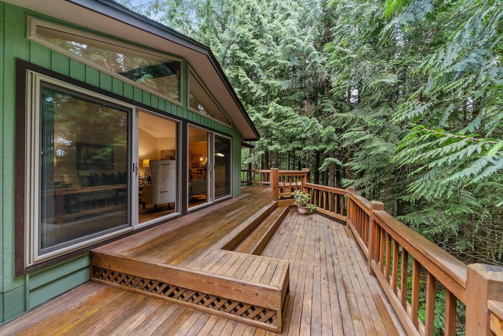 A recently refinished deck on a California home