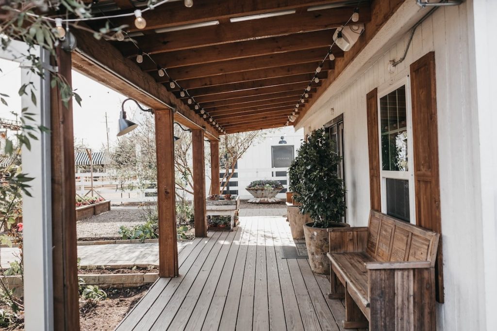 front porch with holiday decorations