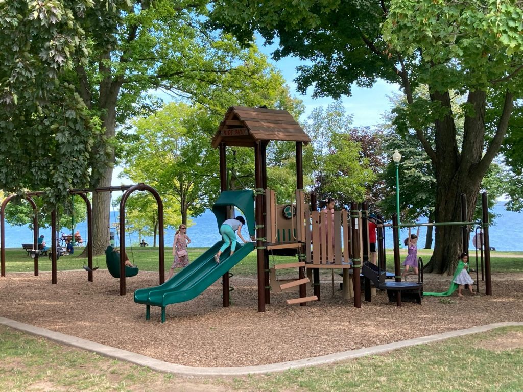 wooden play set at a playground